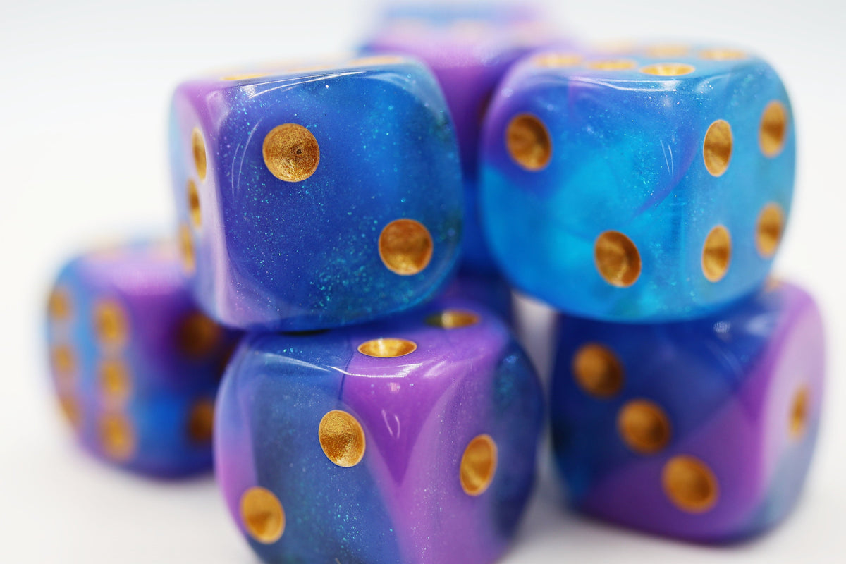 12 piece Pip D6s - Stratus Glitter Plastic Dice Foam Brain Games