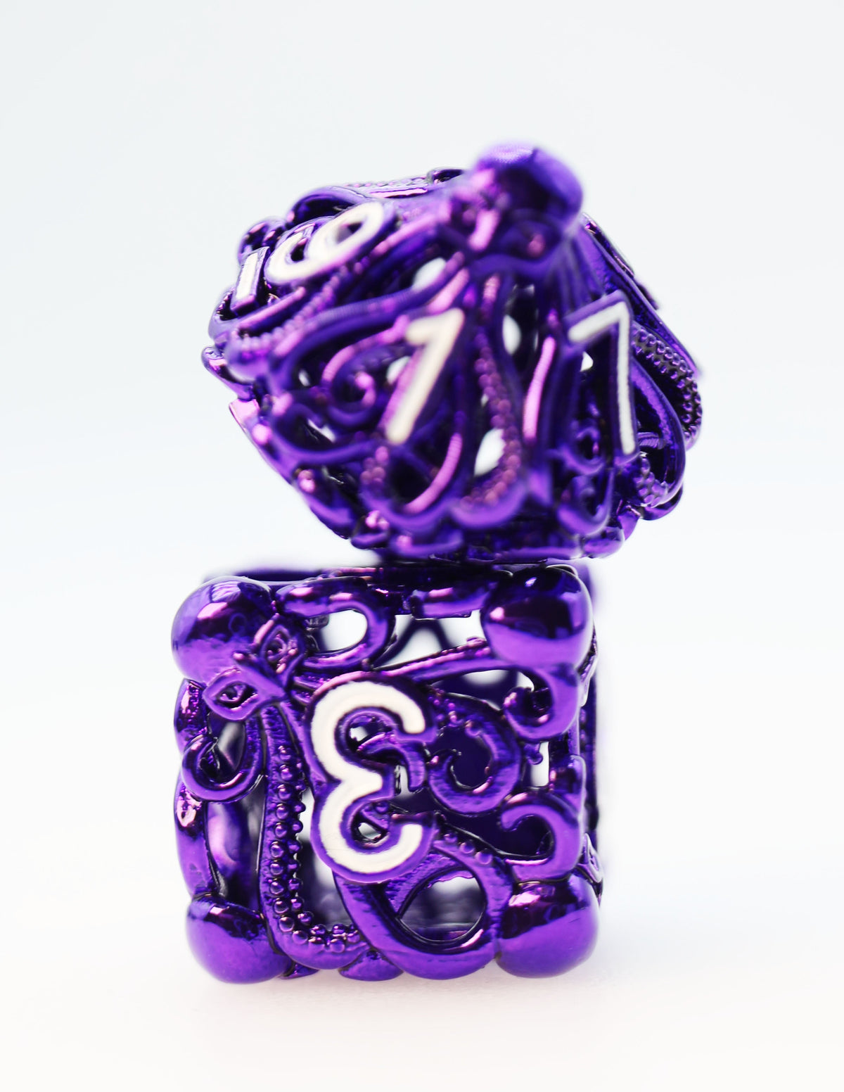 Mind Eater: Electric Purple - Hollow Metal RPG Dice Set Metal Dice Foam Brain Games