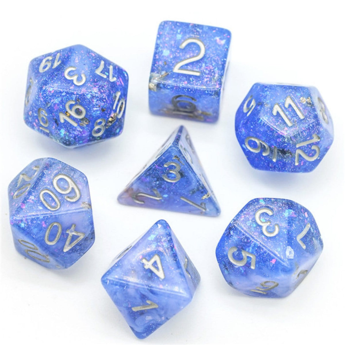 Blue & Pink Seabed Treasure RPG Dice Set Plastic Dice Foam Brain Games