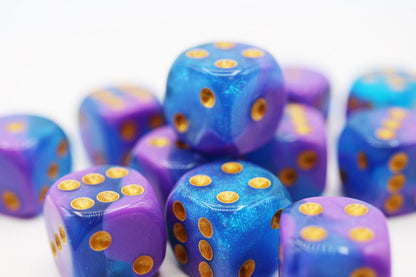 12 piece Pip D6s - Stratus Glitter Plastic Dice Foam Brain Games