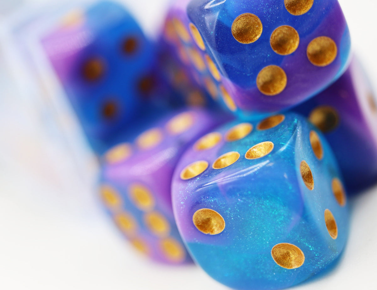 12 piece Pip D6s - Stratus Glitter Plastic Dice Foam Brain Games