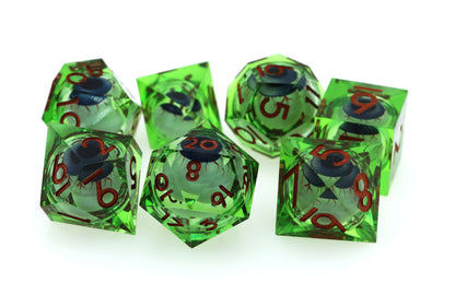 Sharp Edge Moving Eye RPG Dice Set - Poisonshot Plastic Dice Foam Brain Games