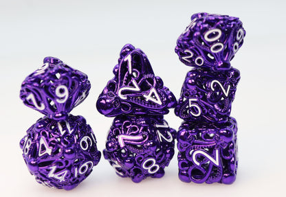 Mind Eater: Electric Purple - Hollow Metal RPG Dice Set Metal Dice Foam Brain Games