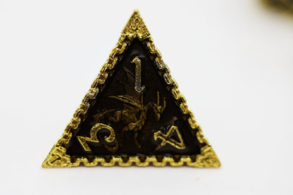 Chained Dragon: Gold Void - Metal RPG Dice Set Metal Dice Foam Brain Games