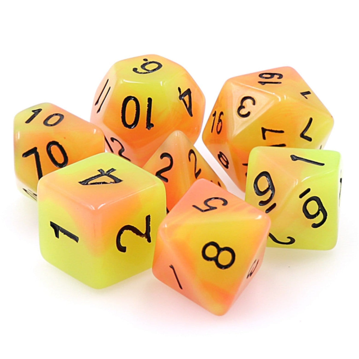 Glow in the Dark FireBall RPG Dice Set Plastic Dice Foam Brain Games