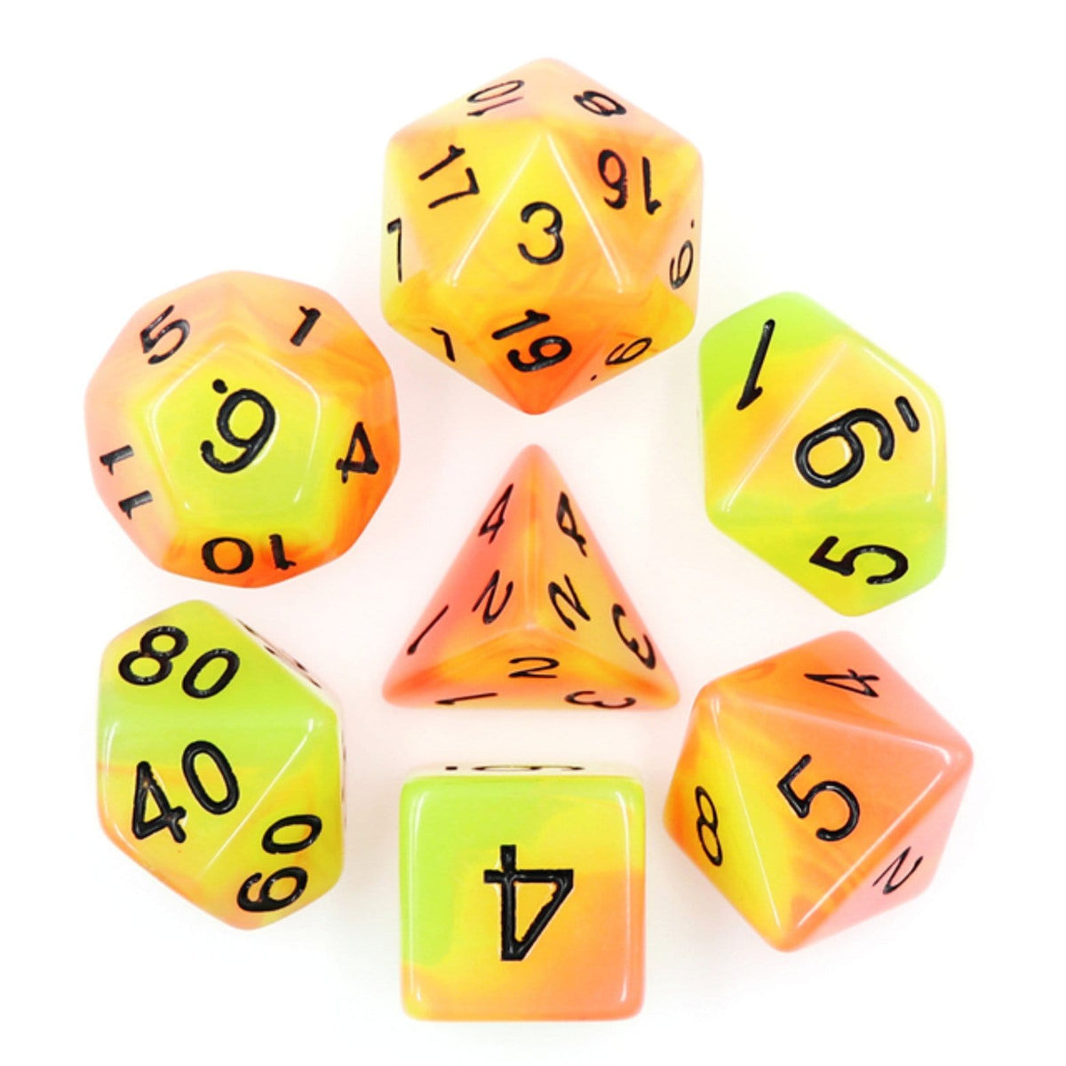 Glow in the Dark FireBall RPG Dice Set Plastic Dice Foam Brain Games