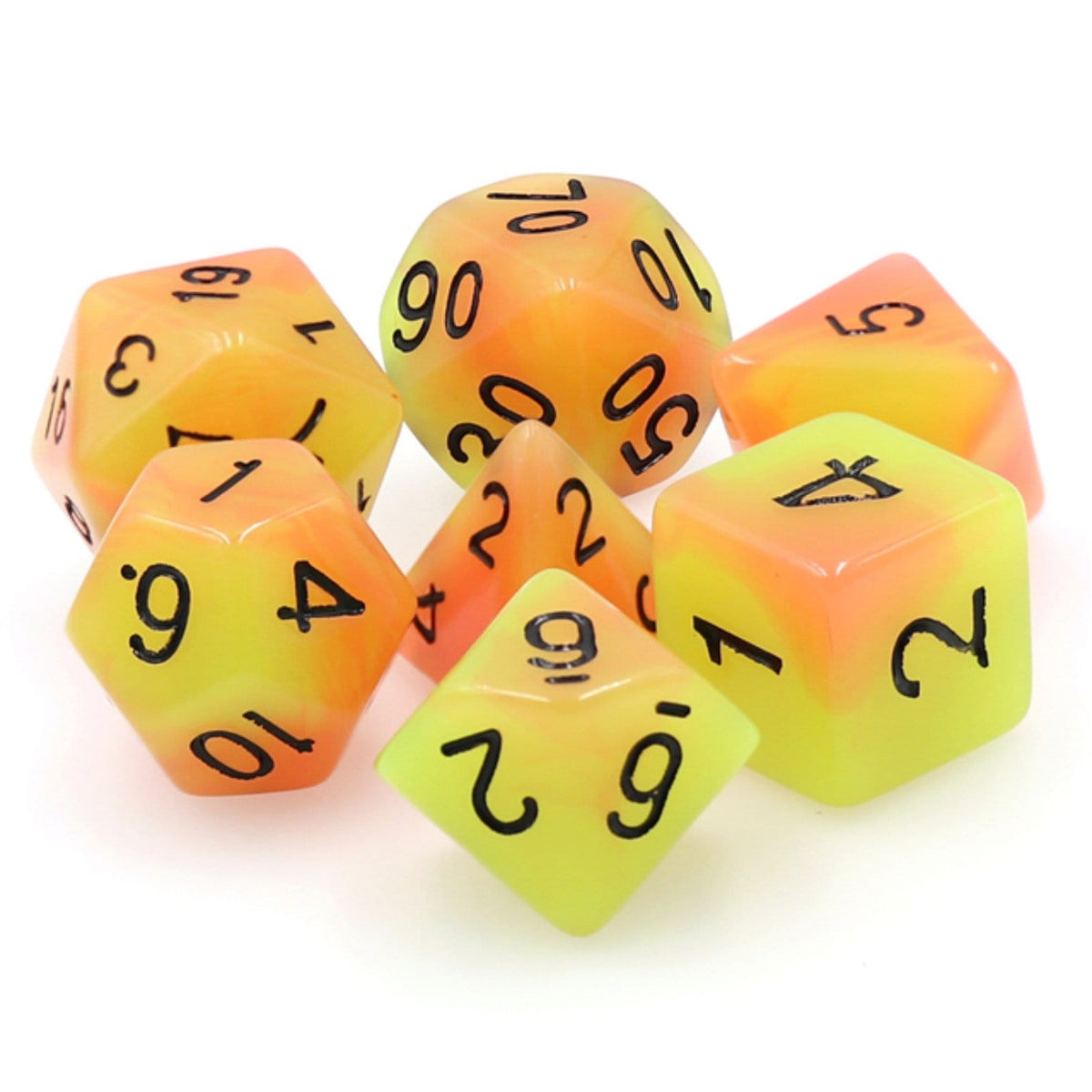 Glow in the Dark FireBall RPG Dice Set Plastic Dice Foam Brain Games