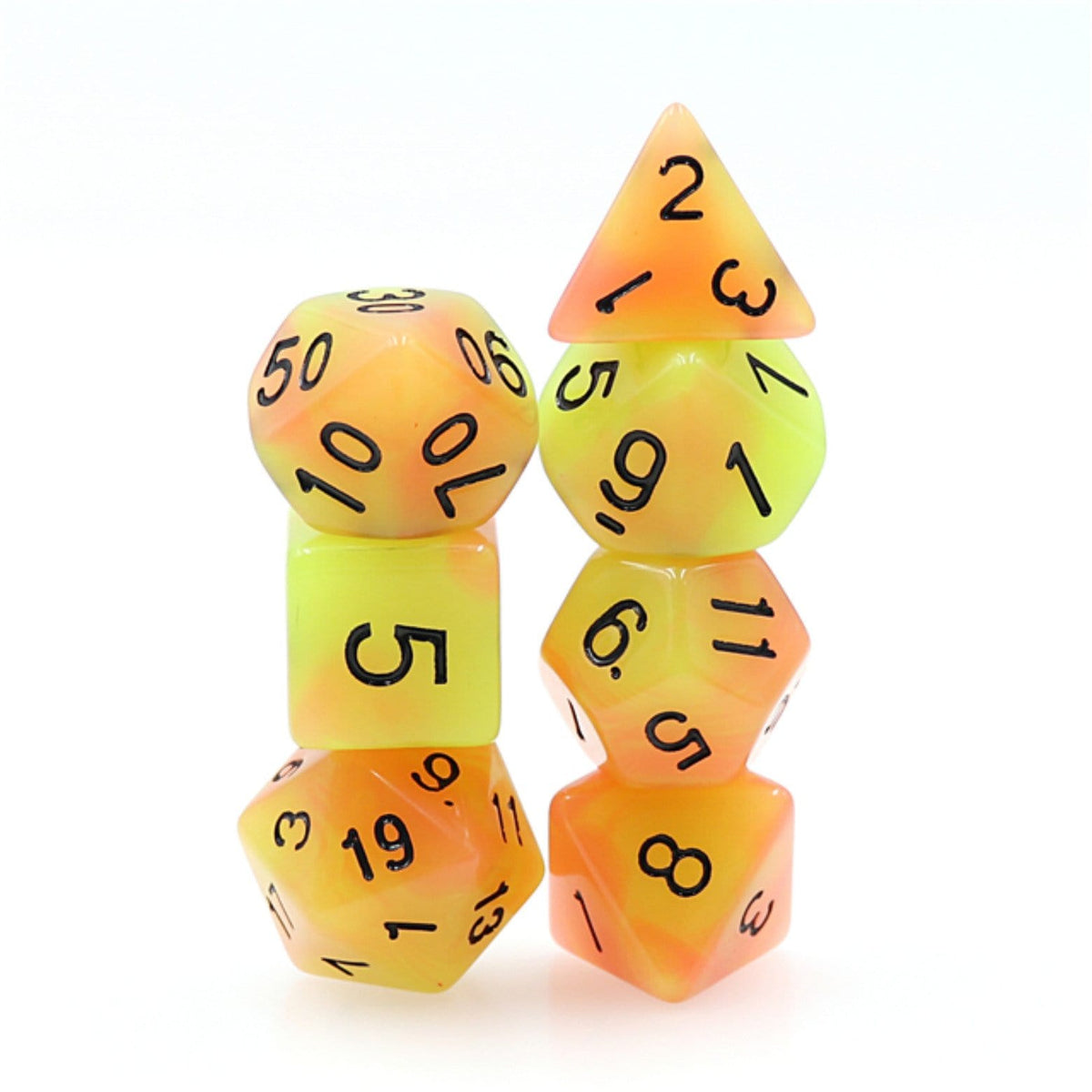 Glow in the Dark FireBall RPG Dice Set Plastic Dice Foam Brain Games
