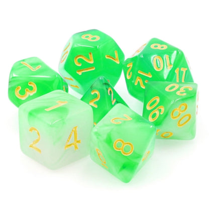Green Silk Translucent RPG Dice Set Plastic Dice Foam Brain Games